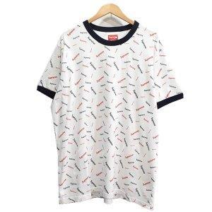 Supreme 18AW Scatter Ringer T -Shirt White Chất lượng cao Chất lượng cao