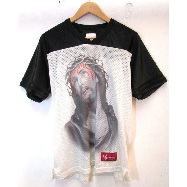 Tối cao/tối cao 14SS Jesus Football Top Gisa Football Top Mesh Football T -shirt Black Mail Order