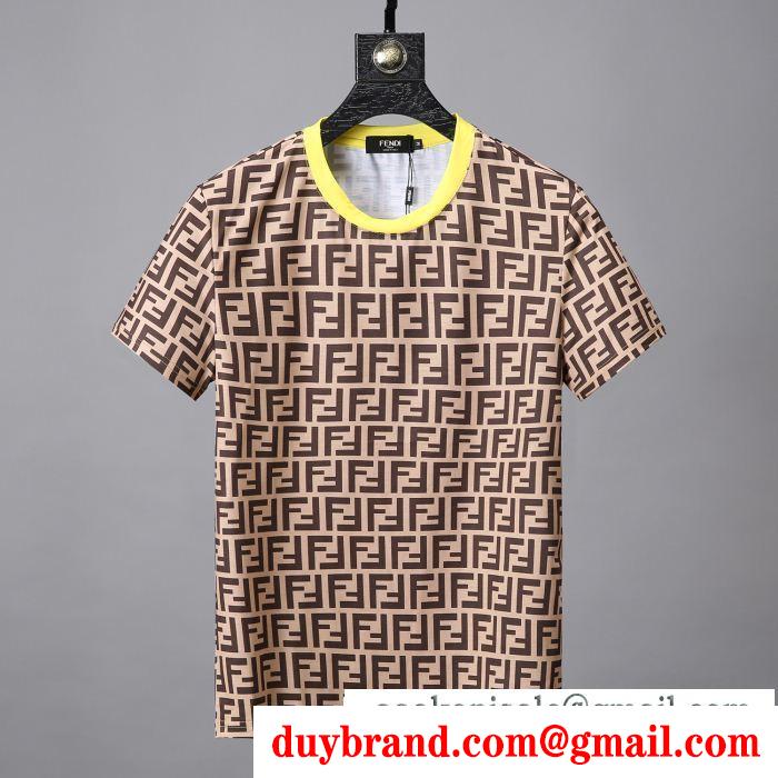 新作【フェンディ FENDI】FFロゴ 半袖Tシャツ ブランドロゴ41629784フェンディ 偽物khả năng đàn hồi 定番品ｔシャツブラウン