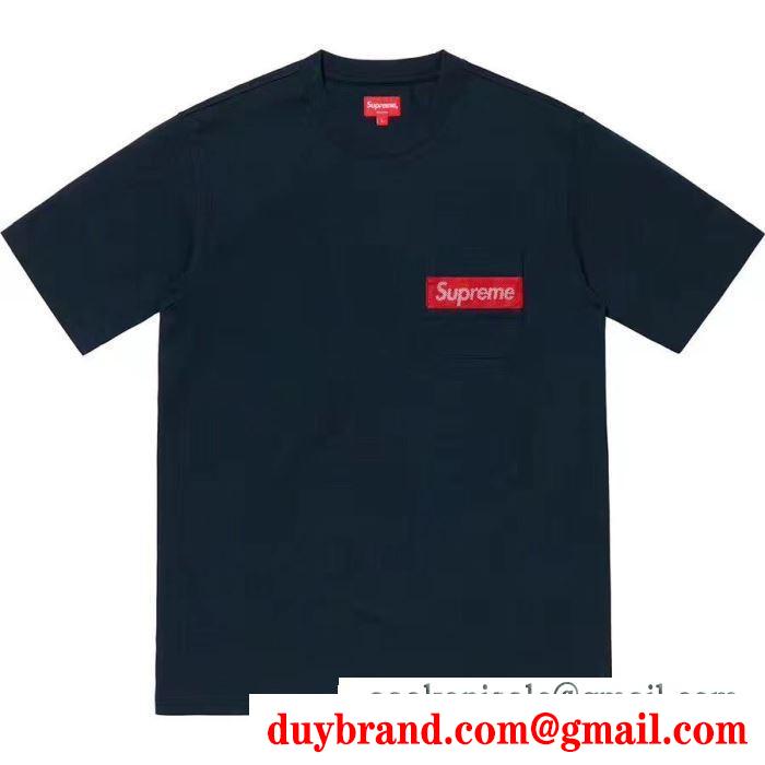 Supreme 19ss mesh stripe pocket tee box logo 爆発的な人気 tシャツ/半袖 2色可選着やすい色味