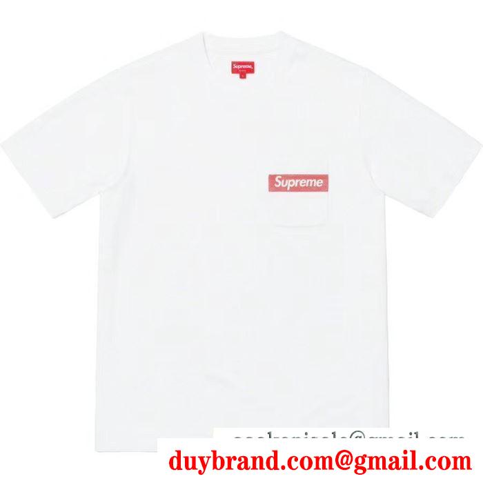 Supreme 19ss mesh stripe pocket tee box logo 爆発的な人気 tシャツ/半袖 2色可選着やすい色味