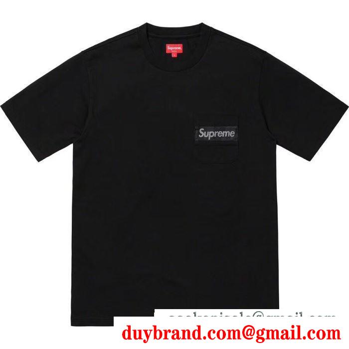 Supreme 19ss mesh stripe pocket tee box logo 爆発的な人気 tシャツ/半袖 2色可選着やすい色味