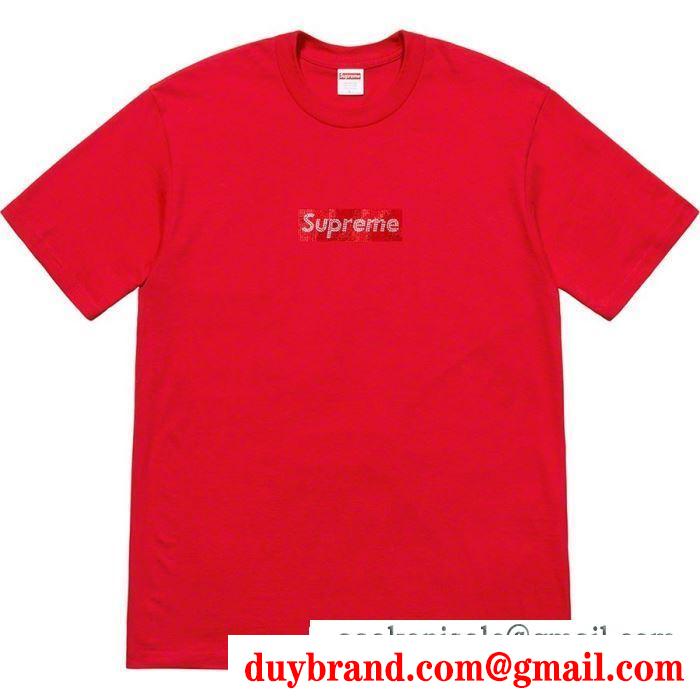 ファッション感が急上昇！ supreme swarovski box logo tee tシャツ/半袖 3色可選 夏らしい季節感