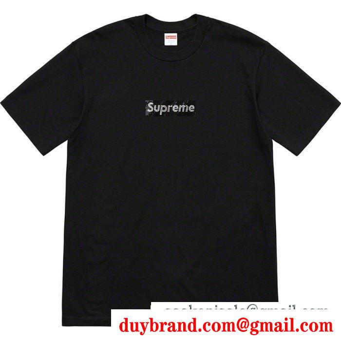 ファッション感が急上昇！ supreme swarovski box logo tee tシャツ/半袖 3色可選 夏らしい季節感