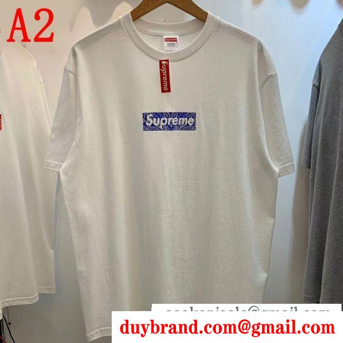 夏の注目2019ブランド新作 2019 box supreme 01fw paisley box logo tee シャツ/半袖 4色可選