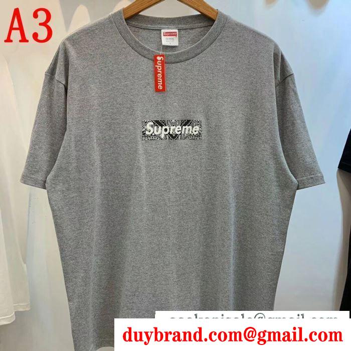 夏の注目2019ブランド新作 2019 box supreme 01fw paisley box logo tee シャツ/半袖 4色可選