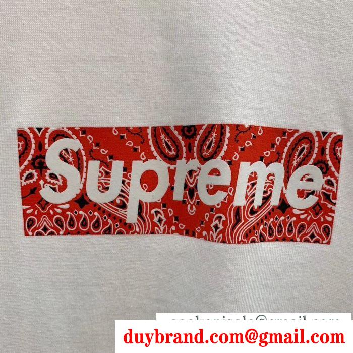 夏の注目2019ブランド新作 2019 box supreme 01fw paisley box logo tee シャツ/半袖 4色可選