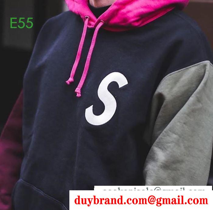 Supreme 19aw s logo colorblocked hooded sweatshirt 3色可選 ナチュラルコーデに使いやすい