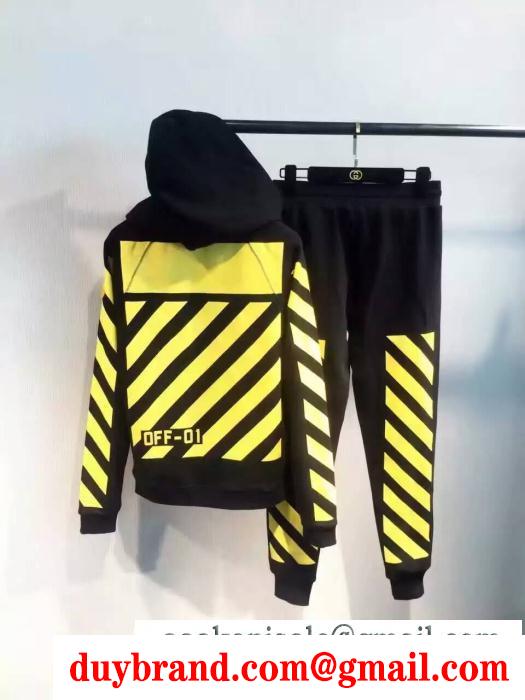 定番人気 off-white パーカーコピーオフホワイトセットアップ上下ジップアップパーカージョガーパンツ