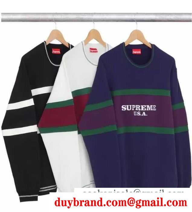 Supreme 16fwcenter stripe crewneck パーカー 男女兼用