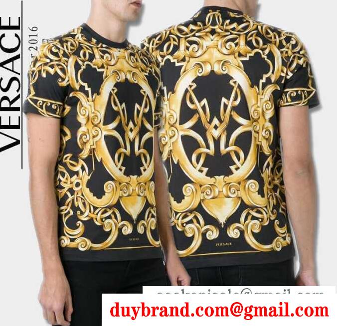 超激得大人気なVERSACE ヴェルサーチ シャツ メンズ クルーネックtシャツ 花模様 ネイビーとブラック 2色選択