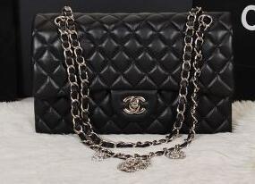 Túi đeo vai siêu dễ thương phổ biến Chuỗi Matrasse Matrasse Double Lambskin Black Ladies Túi xách_ _ Thương hiệu giá rẻ (Lớp lớn nhất của )