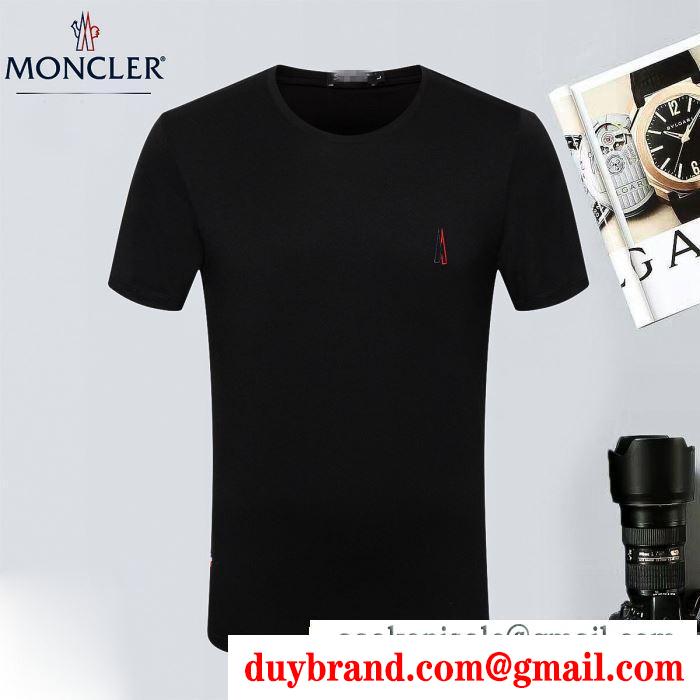 夏メンズファッション moncler モンクレール ｔシャツ 激安 コピー 無地 万能型 黒ｔシャツ 紳士 カッコイイ ボイズ