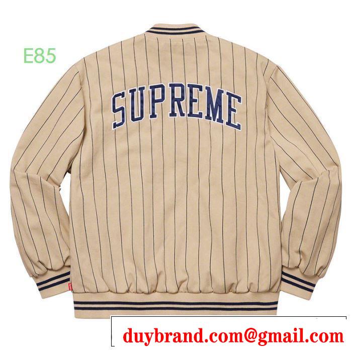 大人かわいい秋冬コーデを楽しみ  野球ウェア2019トレンドアイテム激安  2色可選  Supreme Pintripe Varsity Jacket