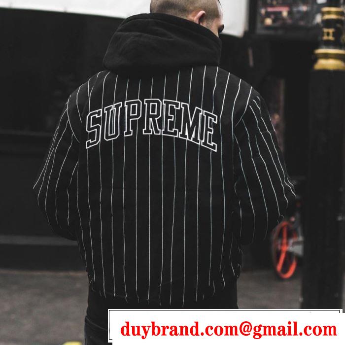 大人かわいい秋冬コーデを楽しみ  野球ウェア2019トレンドアイテム激安  2色可選  Supreme Pintripe Varsity Jacket