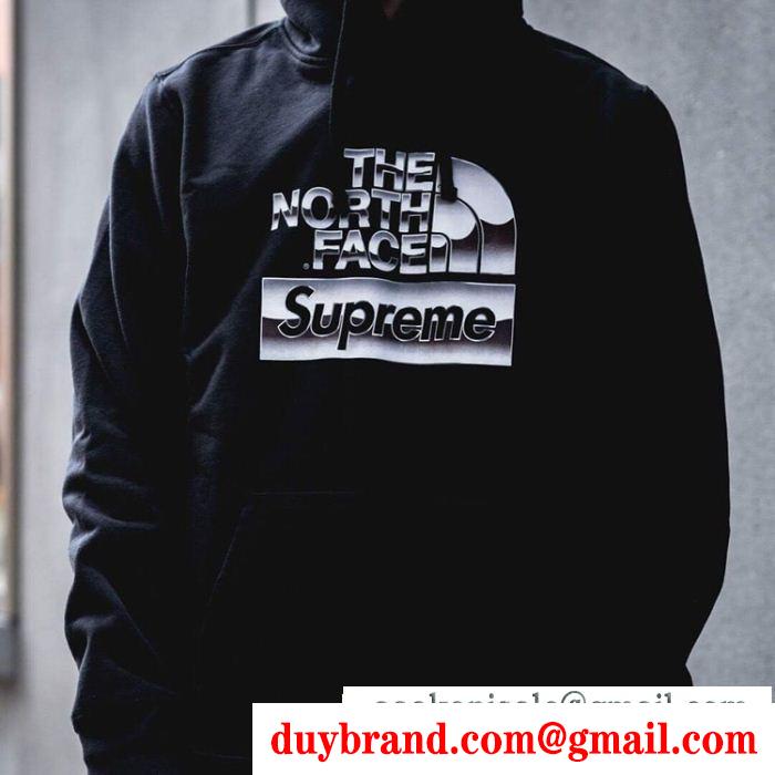 今も定番！SUPREMEシュプリーム×THE north face 18ss metallic logo hooded sweatshirtフード付きパーカーコピーブラック、ホワイト 