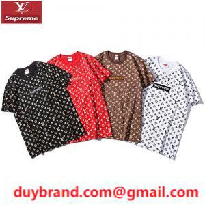 Tối cao × Louis Vuitton Supreme Casual Sleeve T -Shirt Chuẩn bị chú ý lớn