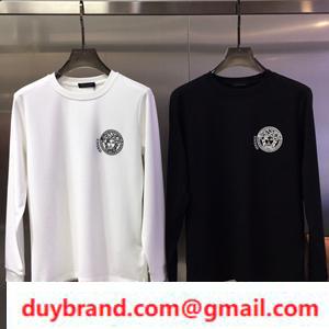 Cổ điển phổ biến Versace Long Tay áo T -Shirt mềm Touch Đơn giản Đơn giản Thiết kế cổ cổ tròn bên trong