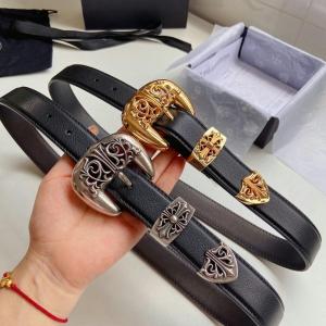 Chrome Hearts Thắt Lưng Da Bò Khắc Hoa Văn Cổ Điển Nam Cao Cấp Lựa Chọn Khóa Đôi